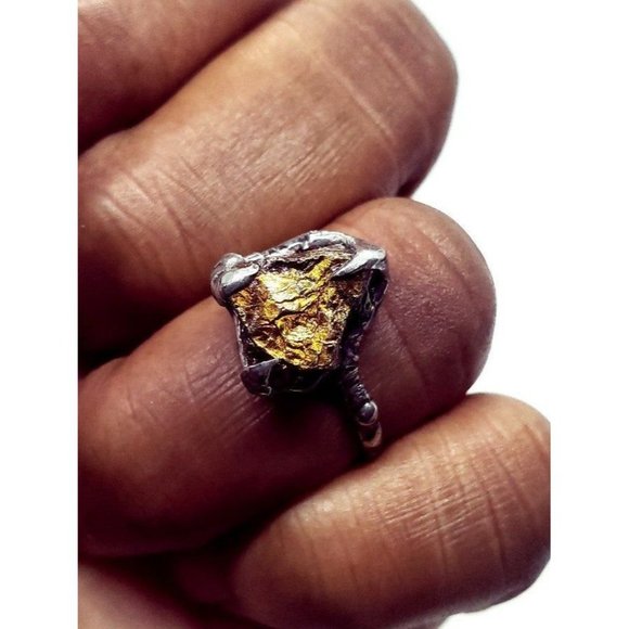 Chalcopyrite crystal ring handmade adjustable ring - Picture 9 of 12